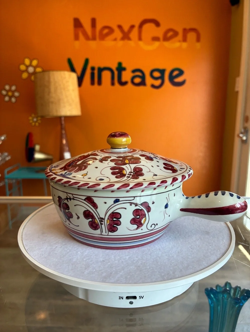 Grazia Deruta Italy Vintage Galletto Red Rooster Soup Bowl Hand Painted